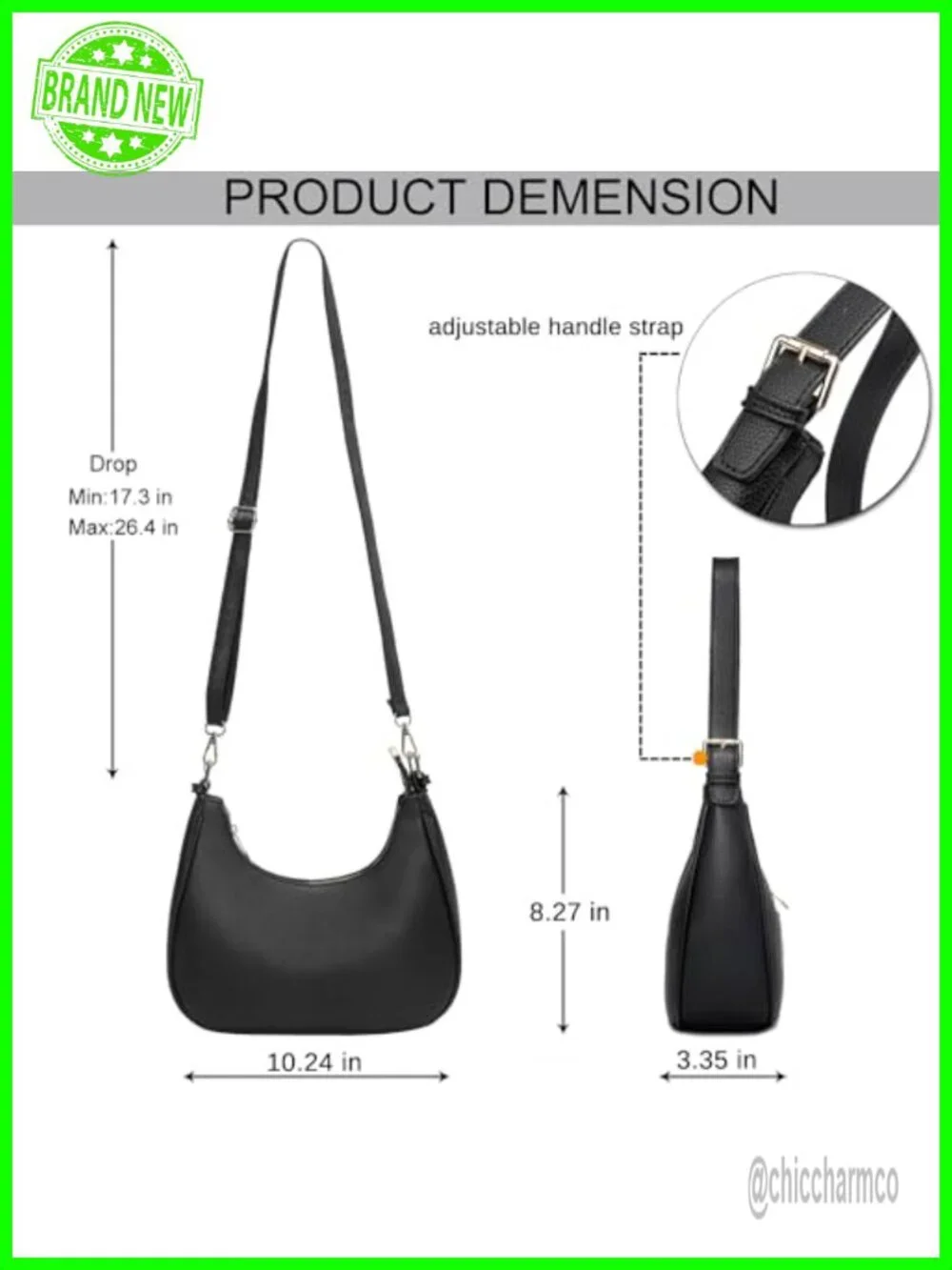 Small Crescent Hobo Shoulder Bag Vegan Leather Crossbody Purse for Women